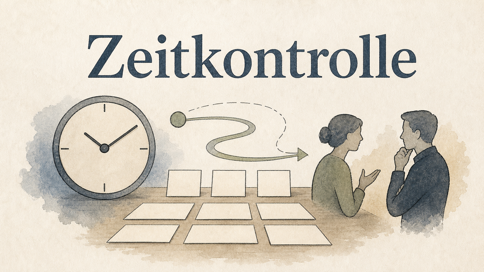 Begriffsbild zu Zeitkontrolle als Spannungsfeld zwischen Vertrauen, Koordination, Arbeitszeiterfassung und Ergebnissen