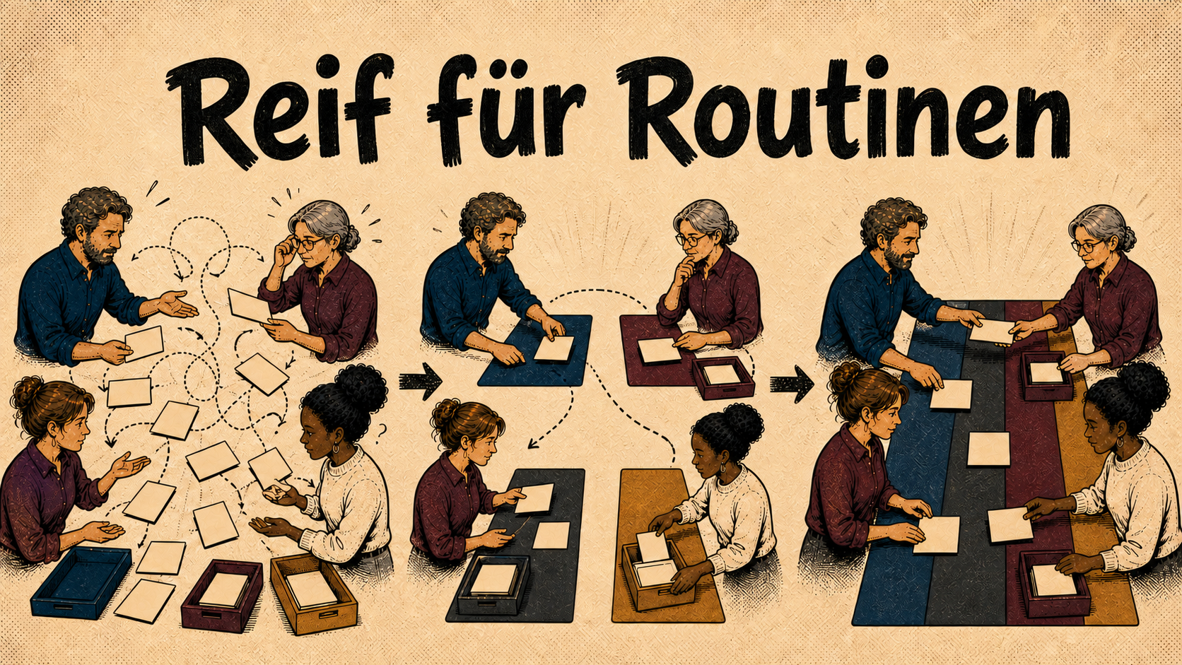 Übergang von vielen offenen Abstimmungen zu einem verlässlichen gemeinsamen Ablauf, der reif für Routinen ist.